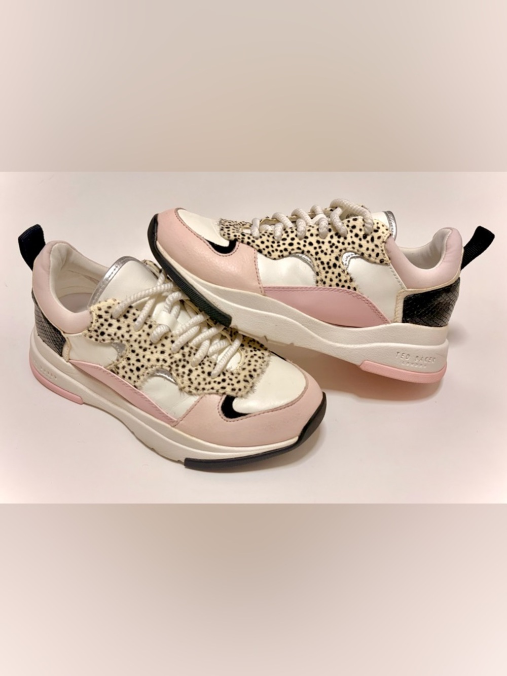 Ted Baker Pink, White and Black Mixed-Pattern Women’s Sneakers